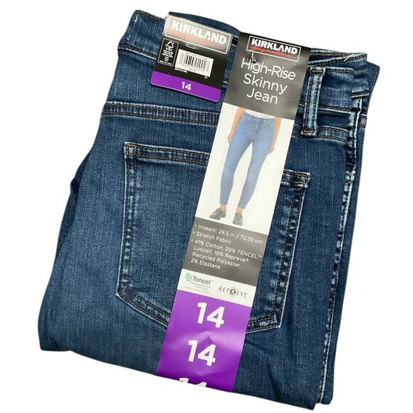 Kirkland Signature Women's Jeans High Rise Stretch Blue Size 14 NWT - Picture 4 of 7